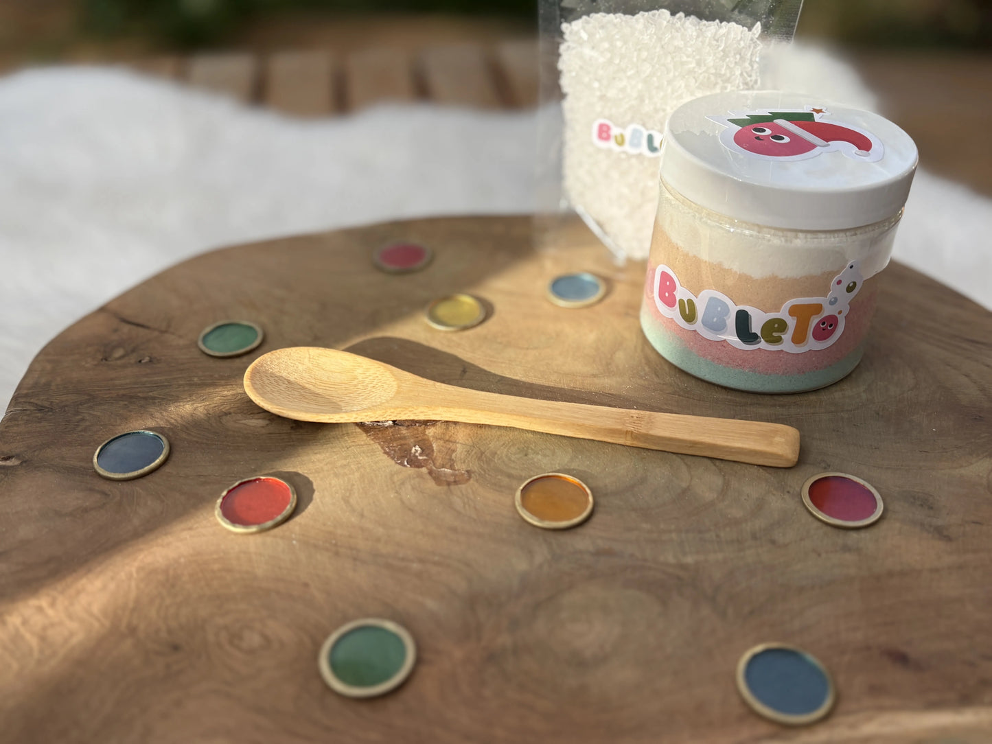 Drevená lyžička na senzorickú hru dlhá