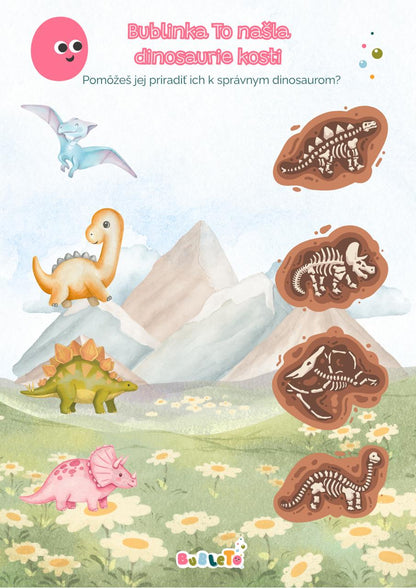PDF aktivity pre deti na vytlačenie dinosaurus