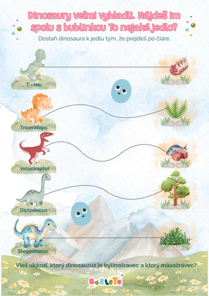 PDF aktivity pre deti na vytlačenie dinosaurus