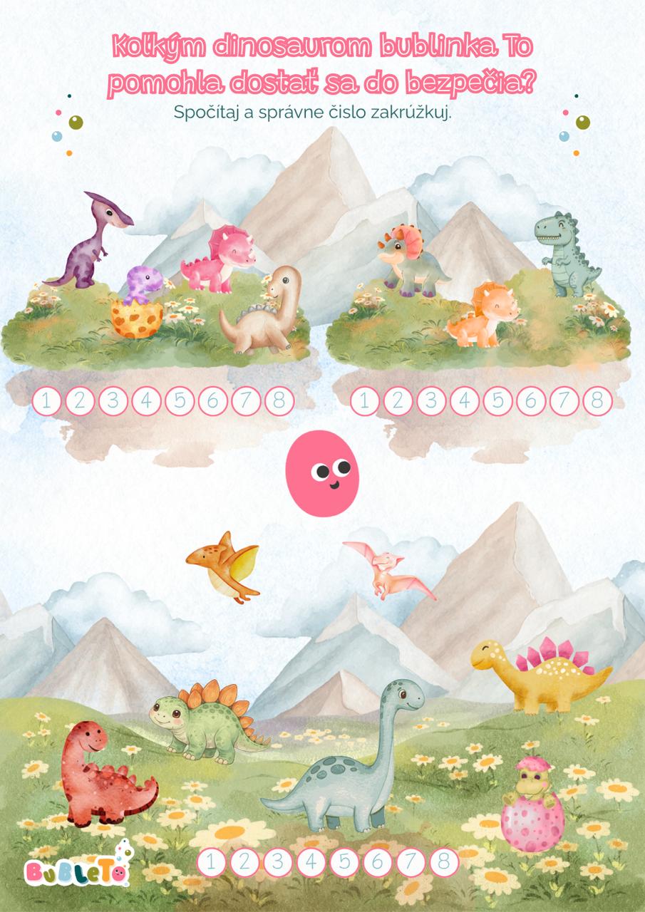 PDF aktivity pre deti na vytlačenie dinosaurus