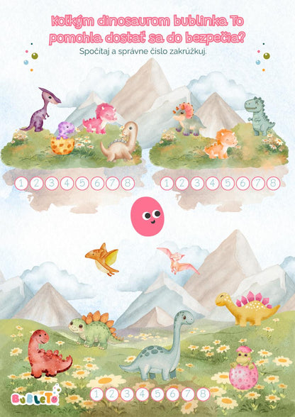 PDF aktivity pre deti na vytlačenie dinosaurus