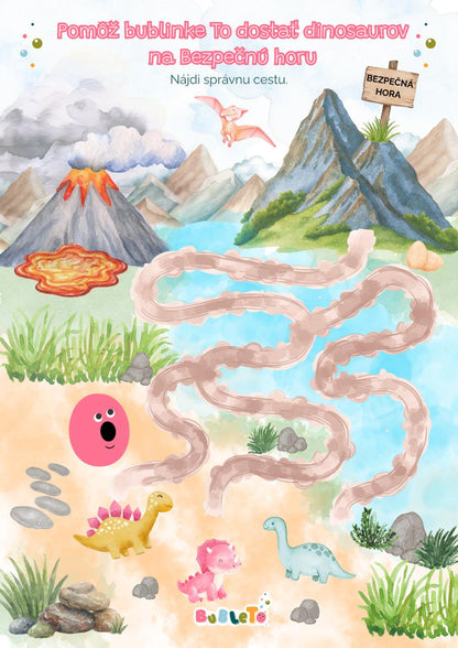 PDF aktivity pre deti na vytlačenie dinosaurus